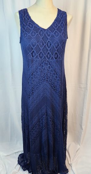Navy Blue V-neck sleeveless long dress