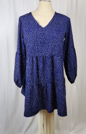 Navy Blue Polka Dot Mini Dress.
