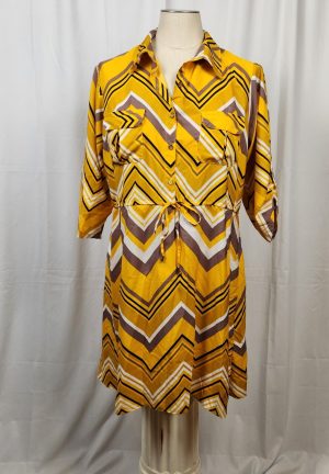 Gold and Tan Shirt Dress with pockets Dress