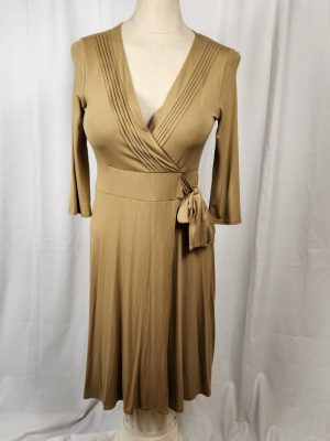 Tan Wrap Dress with tie belt