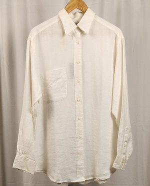 Men- White Linen Long Sleeve Shirt