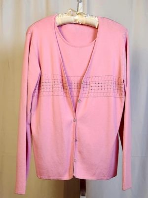 Pink Cardigan Sweater Set
