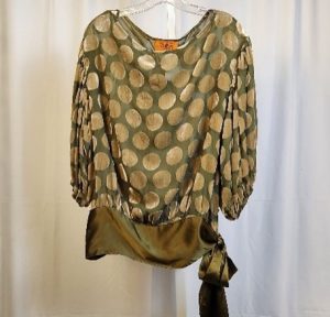 Green and Gold Polka Dot Blouse