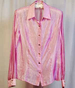 Pink Silk Long Sleeve Button Up
