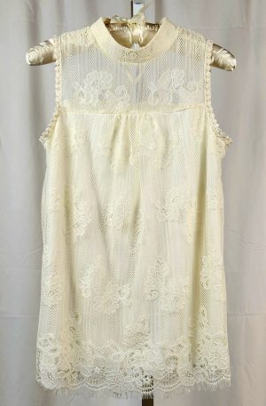 Cream Lace Sleeveless Top