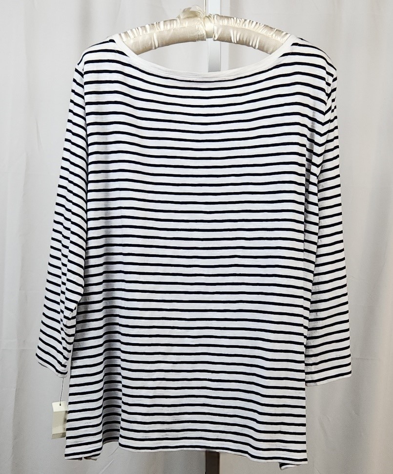 Black & White Embellished ¾ Sleeve Tee - Image 2