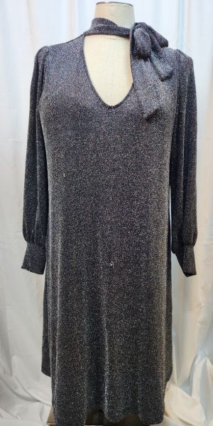 Grey Sparkle Bow Black and Silver Dress