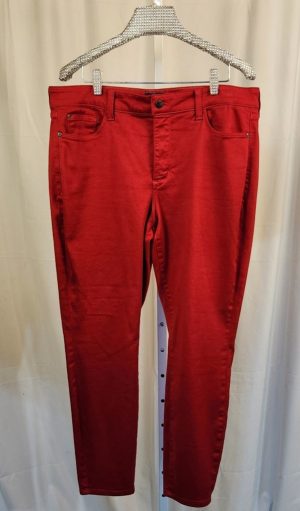 Red Denim Straight Legs Pants