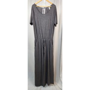 Short Sleeve Grey Jumpsuit with Pockets