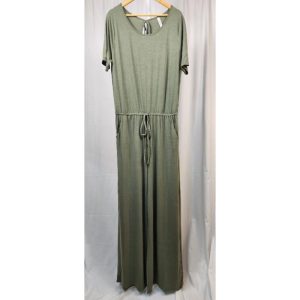 Short Sleeve Green Jumpsuit with Pockets