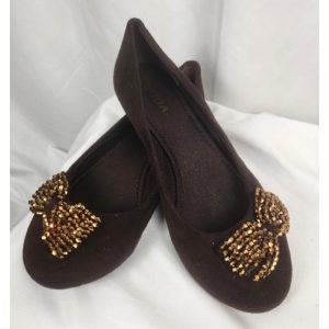 Brown Flats with Sparkle Bow