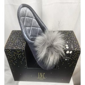 Grey  Plush Slip On Slippers