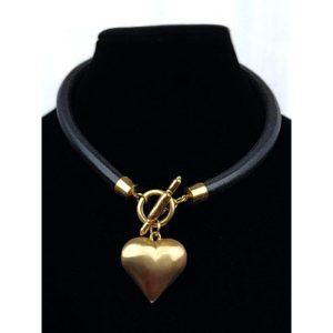 Gold Heart Choker Necklace