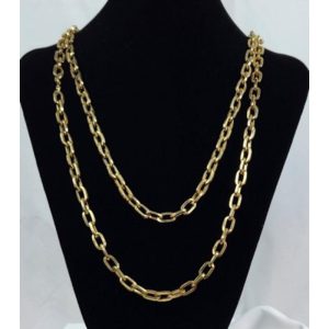 Gold Tone Long Chain Link Necklace