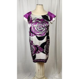 Purple Floral Dress with flutter sleeves