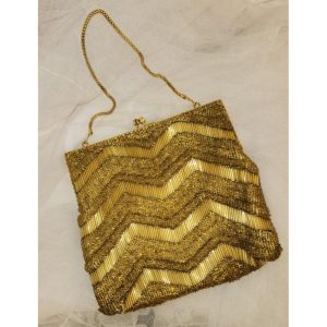 Vintage Gold Seed Bead Purse (missing a couple of beads on bottom)