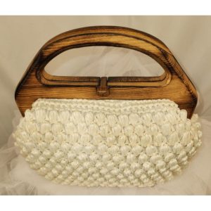 Woven Raffia Handbag with Wood Handle