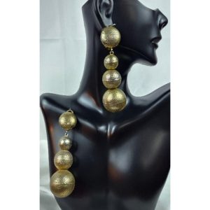 Long Gold Ball Clip-on Earrings
