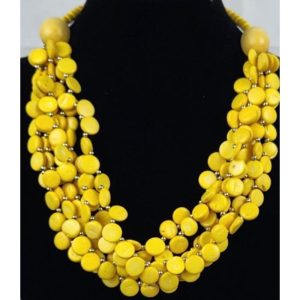 Yellow Cluster Bead Necklace