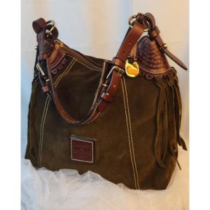 Dooney & Bourke Large Suede Fringe Handbag, (small tear on the bottom)