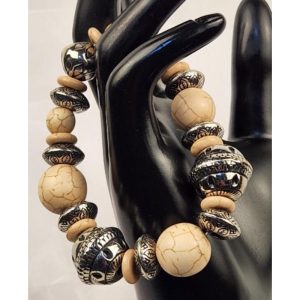 Cream and Silver Bracelet