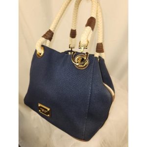 Michael Kors Navy Blue Nautical Canvas Tote Bag