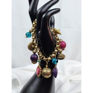 Gold Multicolored Charm Bracelet