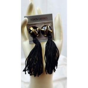 Black & Gold Tassel Earrings