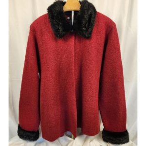 Red Jacke with Black Faux Fur Collar
