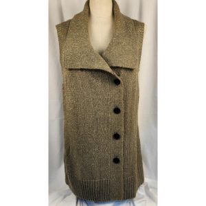 Taupe & Gold Metallic Button-Down Sweater