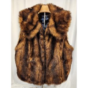Brown Faux Fur Zip Up Vest